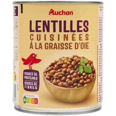 Auchan Lentilles cuisinées à la graisse d'oie, 530g