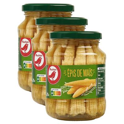 Auchan Epis de maïs en bocal, Lot de 3x190g