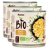 Auchan BIO Maïs doux en grains sans sucres ajoutés Bio en conserve, Lot de 3x285g