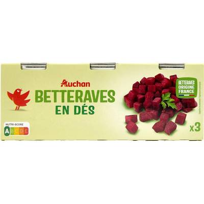 Auchan Betteraves en dés, 3x130g