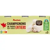 Auchan Champignons de Paris entiers 1er choix en conserve, 3x115g