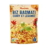 Auchan Riz basmati au curry et légumes en sachet micro-ondable, 250g