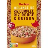 Auchan Mélange riz complet riz rouge quinoa en vrac, 400g