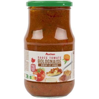 Auchan Sauce tomate à la bolognaise boeuf et porc, 680g