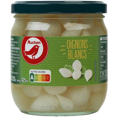 Auchan Oignons blancs au vinaigre, 220g