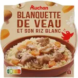 Auchan Blanquette de veau et riz micro-ondes en barquette individuelle micro-ondable, 300g