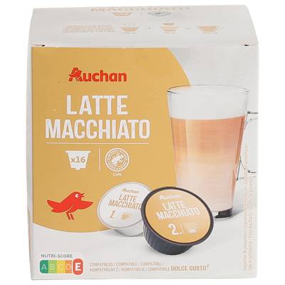 Auchan Capsules de café Latte Macchiato Compatible Docle Gusto, 16 capsules