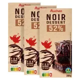 Auchan Tablette de chocolat noir pâtissier 52% cacao, Lot de 3x200g