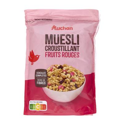Auchan Muesli Croustillant Fruits Rouge, 450g