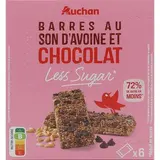 Auchan Less Sugar Barres au son d'Avoine et chocolat, 6 barres