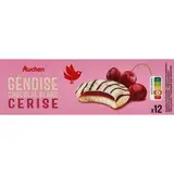 Auchan Génoises nappées de chocolat blanc saveur cerise x12, 150g