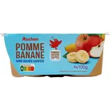 Auchan Coupelles purée pomme banane sans sucres ajoutés, 4x100g