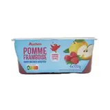 Auchan Coupelles purée de pomme framboise sans sucres ajoutés, 4x100g