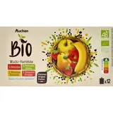 Auchan BIO Gourdes purée de fruits multivariétés sans sucres ajoutés bio, 12 gourdes de 90g