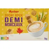 Auchan Sucre roux pure canne en demi-morceau, 1kg