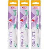 Auchan Brosse à dents medium complete, Lot de 3x1 brosse à dents