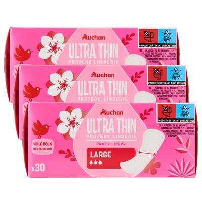Auchan Protège-lingerie large, Lot de 3x30 Protège lingerie