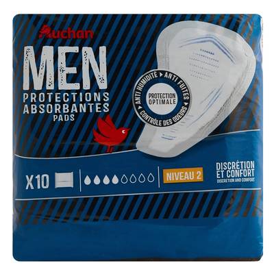 Auchan Men protections absorbantes niveau 2, 10 pièces