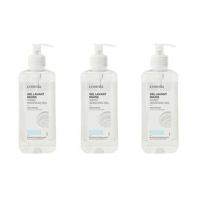 COSMIA Gel lavant mains pour peaux sensibles, Lot de 3x500ml