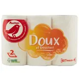 Auchan Papier toilette blanc maxi doux et résistant 2 épaisseurs, 6 rouleaux papiers toilettes