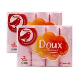 Auchan Papier toilette rose maxi doux et résistant 2 épaisseurs, Lot de 2x24 rouleaux