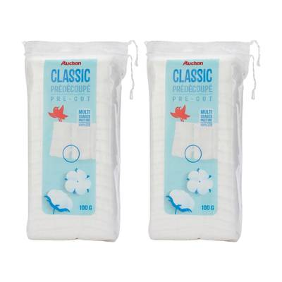 Auchan Cotons prédécoupé, Lot de 2x100g