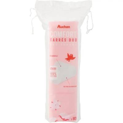 Auchan Comfort Carrés à démaquiller duo, 80 pièces