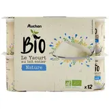 Auchan BIO Yaourt au lait entier nature bio, 12x125g