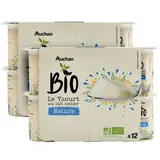 Auchan BIO Yaourt au lait entier nature bio, Lot de 2 - 12x125g