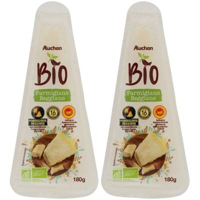 Auchan BIO Parmigiano Reggiano bio DOP, Lot de 2x180g