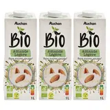 Auchan BIO Lait d'Amande légère sans sucres ajoutés bio boisson végétale, Lot de 3x1L