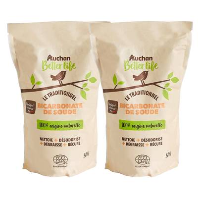 Auchan Better Life Bicarbonate de soude, Lot de 2x500g