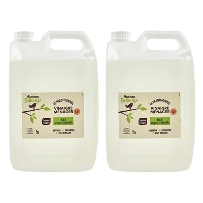 Auchan Better Life Vinaigre ménager Ecocert, Lot de 2x5L