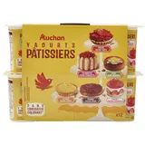 Auchan Yaourt pâtissier aux fruits panachés avec morceaux de biscuits, 12x125g
