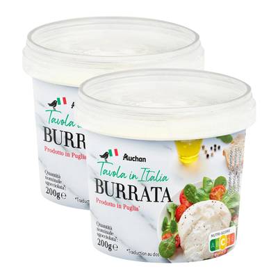 Auchan Tavola In Italia Burrata, Lot de 2x200g