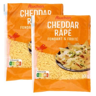 Auchan Cheddar râpé, Lot de 2x200g