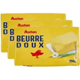 Auchan Beurre doux, Lot de 3x250g