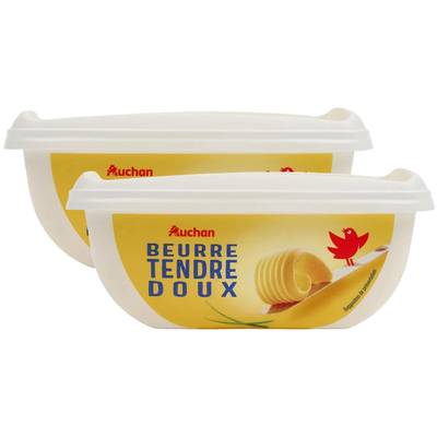 Auchan Beurre tendre doux, Lot de 2x250g