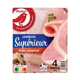 Auchan Jambon Supérieur Avec Couenne, 4 tranches -160g