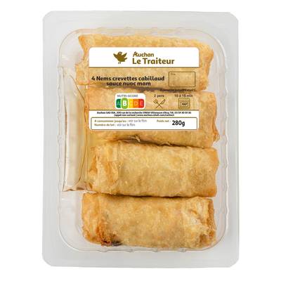 Auchan Le Traiteur Nems aux Crevettes, 4 nems - 280g