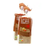 Auchan Pain de Mie Complet Sans Croûte Sans Huile de Palme, Lot de 2x500g