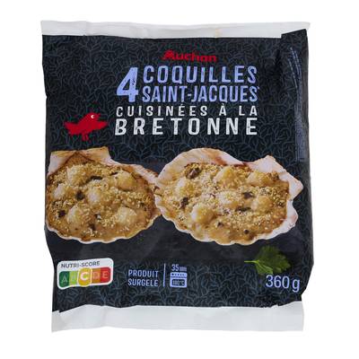 Auchan Coquilles Saint-Jacques cuisinées à la bretonne x4, 360g