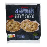 Auchan Coquilles Saint-Jacques cuisinées à la bretonne x4, 360g