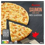 Auchan Pizza au saumon cuite au feu de bois, 400g