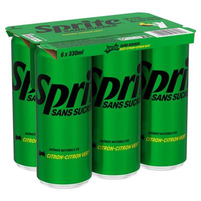 Sprite Boisson gazeuse aromatisée citron citron vert sans sucre, 6x33cl