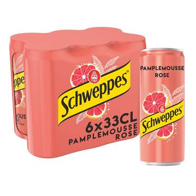 Schweppes Boisson gazeuse saveur pamplemousse rose, 6x33cl