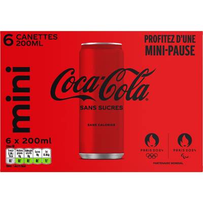 Coca-Cola Coca sans sucre, 6x20cl