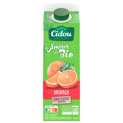 Cidou Nectar orange sans sucres ajoutés bio, 1L