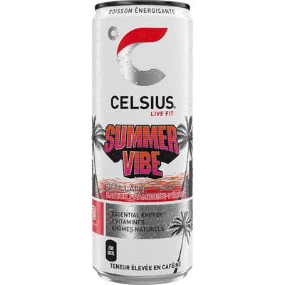 Celsius Boisson énergisante  saveur framboise pêche, 35,5cl