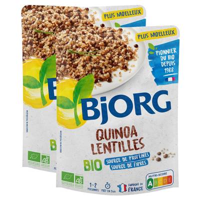 Bjorg Quinoa Lentilles Plat Cuisiné Bio, Lot de 2x250g